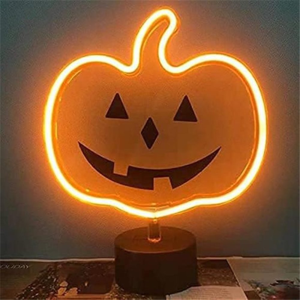 Orange Glowing Pumpkin Neon Sign, Fall Pumpkin Neon Lights Halloween Decor